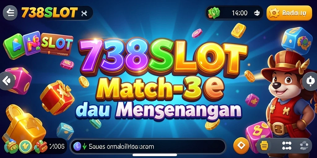 Tampilan screenshot permainan Match-3 dengan karakter lucu.