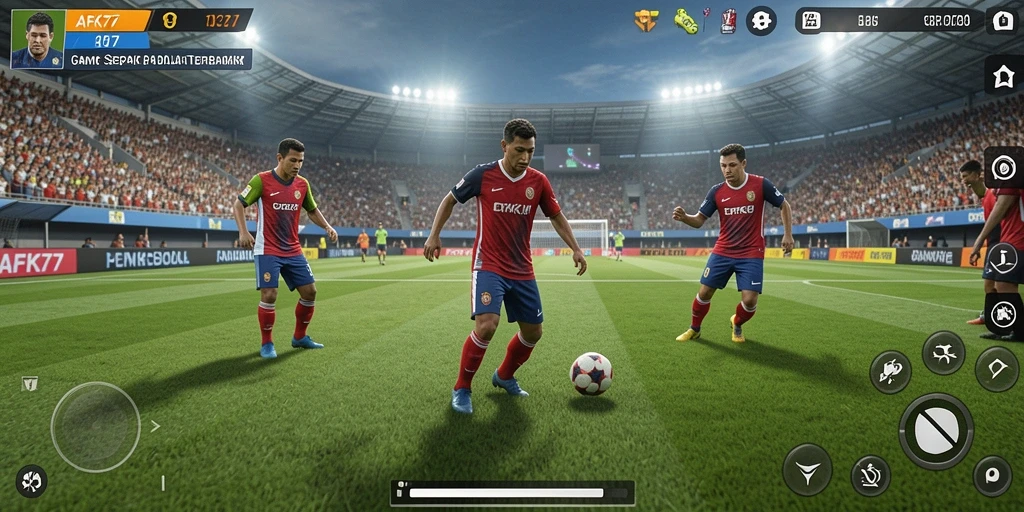 Screenshot AFK77 menampilkan momen seru dalam pertandingan sepak bola.