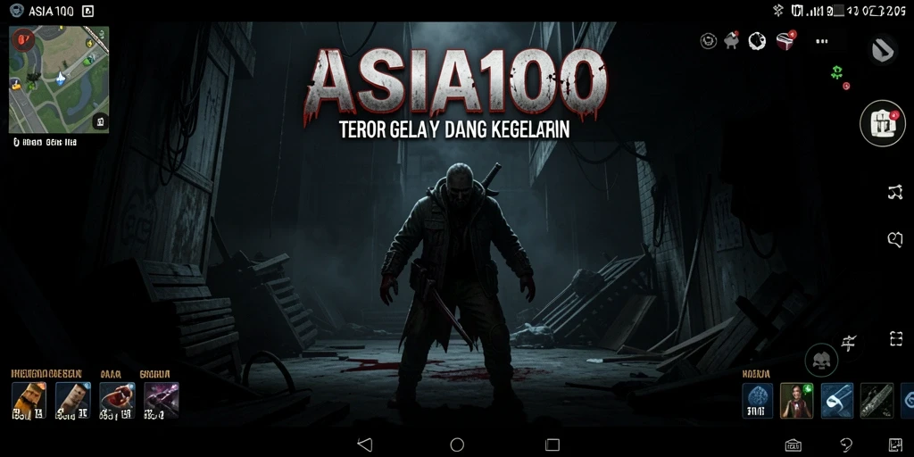 Screenshot gameplay ASIA100 yang menakutkan dengan suasana gelap.