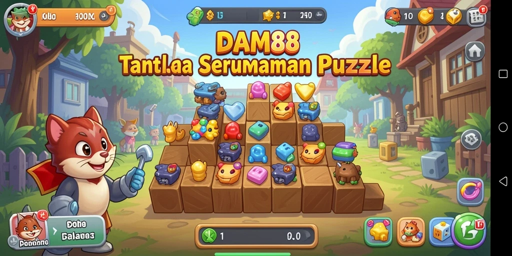Screenshot gameplay DAM88 menampilkan tantangan Puzzle yang menarik dan berwarna.