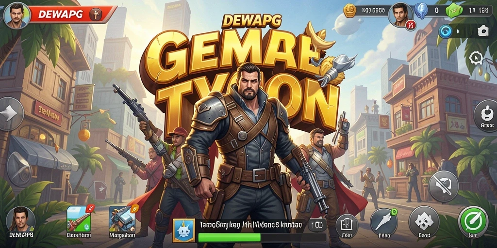 Tampilan gameplay seru di DEWAPG dengan berbagai pilihan bisnis.