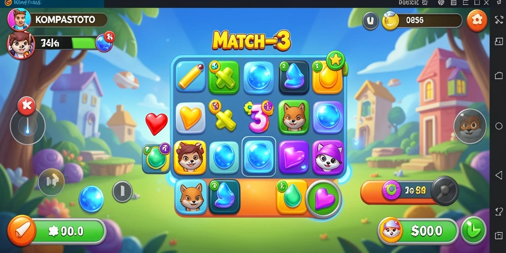 Tangkapan layar gameplay <strong>KOMPASTOTO</strong> yang penuh warna dan menarik.