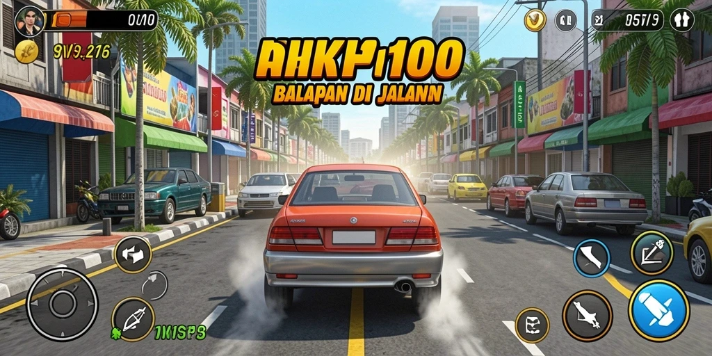 Screenshot gameplay KPK100 menampilkan aksi balapan yang mendebarkan.