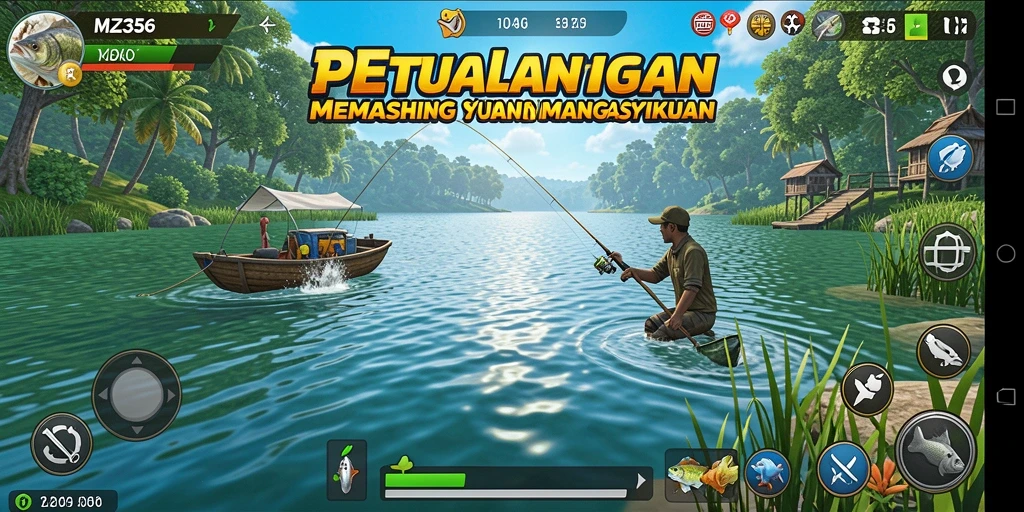 Tangkapan ikan besar di MZ356, menunjukkan keindahan grafis game Fishing.