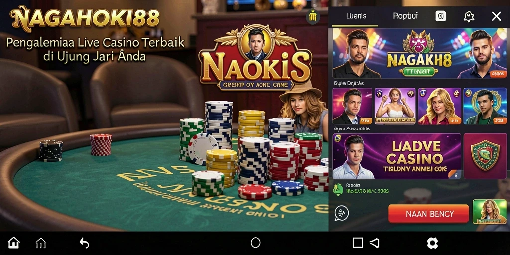 Screenshot gameplay NAGAHOKI88 menampilkan dealer langsung dan suasana kasino yang realistik.