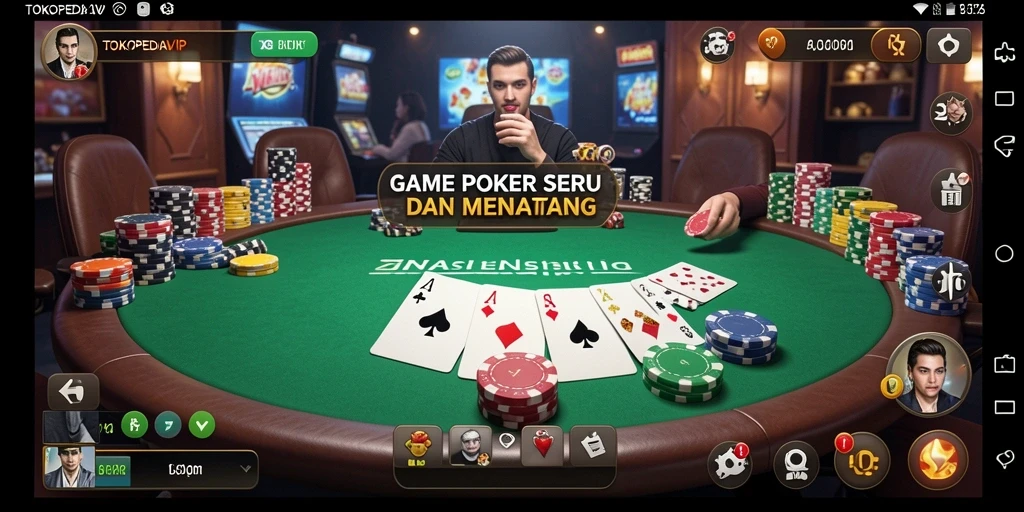 Screenshot gameplay TOKOPEDIAVIP yang menampilkan aksi poker yang mendebarkan.