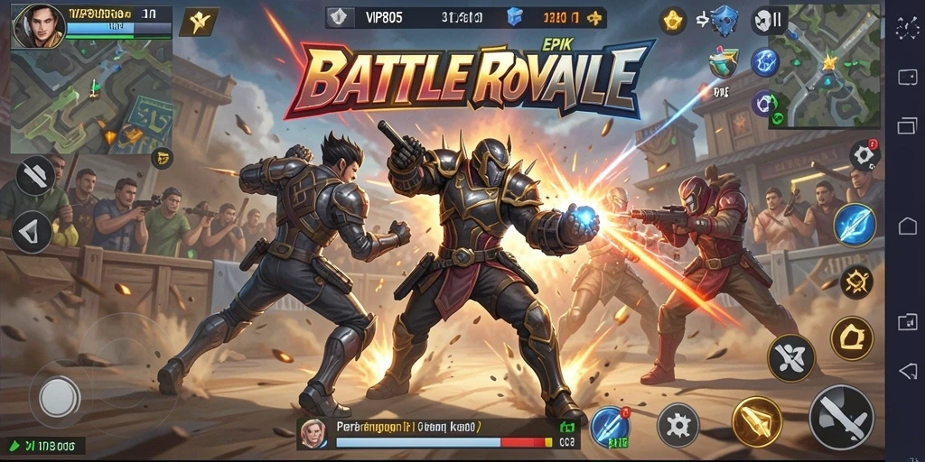 Tampilan gameplay <strong>VIP805</strong> saat bertarung di medan pertempuran Battle Royale.